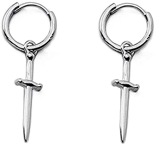 Dolchbaumelnde Creolen Sterling-Silber 925 Ohrringe Klein Huggie Tropfen Knorpel Hypoallergen für Damen