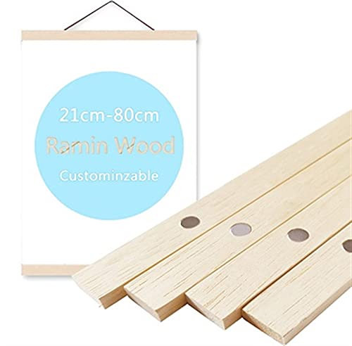 Schwarze Walnussmagnetische Plakathänder BRAMES 7 Farben Holz Solid Hängen Foto Bilderrahmen Scroll Wandkunst Malerei Rahmen (Color : PINE WOOD, Size : 30cm long)