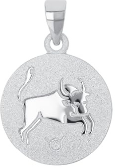 Amor Motivanhänger 925 Sterling Silber Unisex Damen Herren Anhänger, Silber, Stier, Kommt in Schmuck Geschenk Box, 2028048