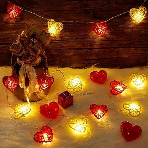Happy Trees Valentine String Lights, 10 FT 20 LED Heart Shape String Light, Fairy Lights Battery Operated Timer, Valentines Garland Valentine Decor for Indoor Outdoor Wedding Anniversary Holiday Party