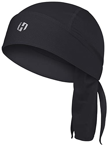 HASAGEI Sports Bandana Cap, Kopftuch Herren Damen, Sommer Laufmütze, Elastizität Atmungsaktiv nimmt Schweiß Biker Bandana (Schwarz)