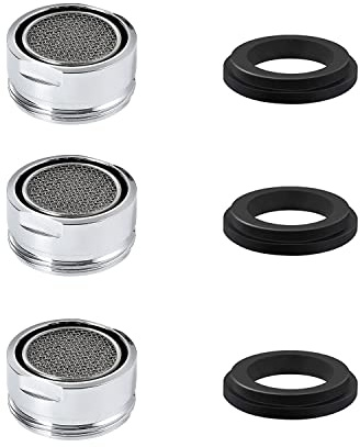 ZENVALY Strahlregler M24, Sieb Einsatz, Edelstahl Aufsatz, Wasserhahn Ersatzteile Mit Dichtung, Luftsprudler Filter für Küche, Außengewinde, 24mm, 3 Stück