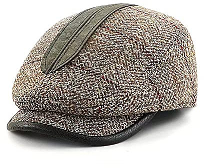 MUYAN Herren Schiebermütze Baskenmütze Newsboy Cap Cabbie Ivy Flat Cap Schirmmütze Herbst/Winter Karierte Herrenmütze (Kaffee)