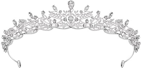 SWEETV Silver Tiara Crown for Women,Princess Tiaras for Girls,Crystal Retro Hair Accessories for Wedding Birthday Prom Pageant Quinceanera