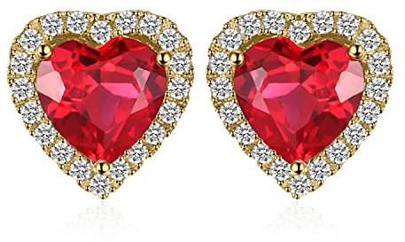 JewelryPalace Herz des Ozeans 3.9ct Erstellt Rubin Ketten Anhänger 45CM, Schmuck Set, Liebe Halskette Damen Silber 925 Collier Damen Edelstein Mädchen, Schmuck mit Roter Stein für Frauen Rosegold Gold