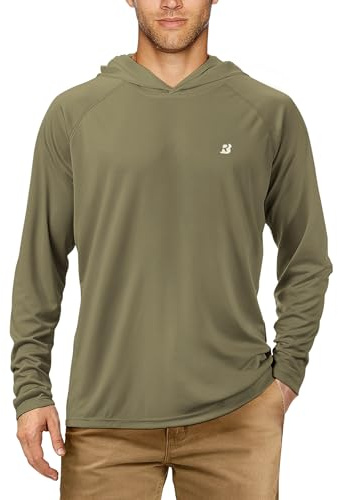 Roadbox Men's UPF 50+ Sun Protection Hoodie Shirt Outdoor UV Long Sleeve Fishing Shirts for Workout Running Swimming Hiking