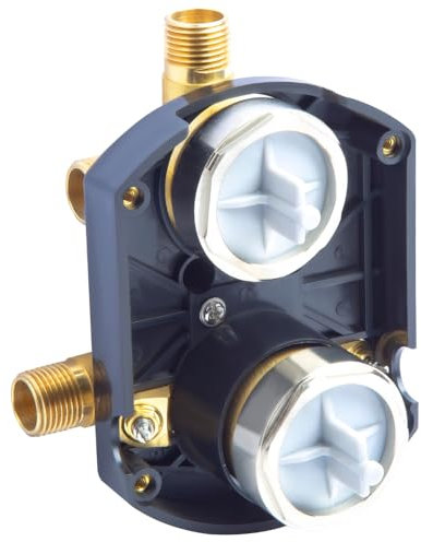R22000-WS Universal Rough in Valve with 3-Way 6- Way Setting, Custom Shower Integrated Diverter Rough Valve Kit - Screwdriver Stops Included, Brass Body - R22000 with Stop