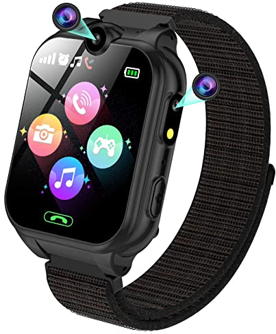 PTHTECHUS Smartwatch Kinder - 1.68'' Uhr Telefon für Mädchen Jungen mit Anruf, SOS, 18 Spiele, Musik, Kamera, Wecker, Taschenlampe, Kinderuhr Telefonieren Smart Watch Kids Geschenk