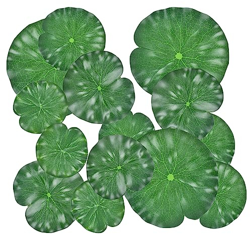 JINGIHE12 Pieces Floating Lily Pads for Ponds, 4 Size Artificial Lily Pads Leaves, Fake Artificial Floating Pond Plants, Artificial Water Lilies for Ponds, Pool, Aquarium, Planting Outdoors Decoration