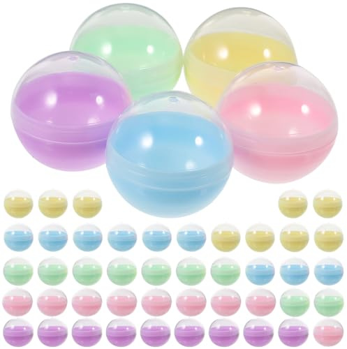 FUNOMOCYA 50Pcs 2 Inch Fillable Round Capsules Clear Plastic Balls for Vending Machines Party Favors and Diy Crafts