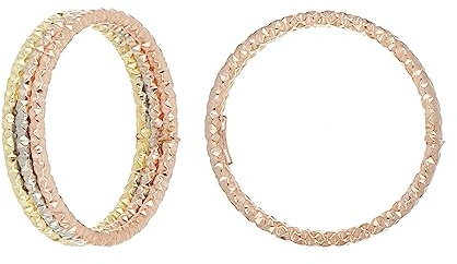 DelPia, Anello a Tre File Diamantato in Oro Tre Colori 18kt e Argento Sterling 925 (misura 14)