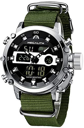 MEGALITH Militare Digitale Sportivo Orologio da Polso Uomo con Quadrante Grande LED Analogico Digitale, Impermeabile con Allarme Cronometro Calendario, Regali