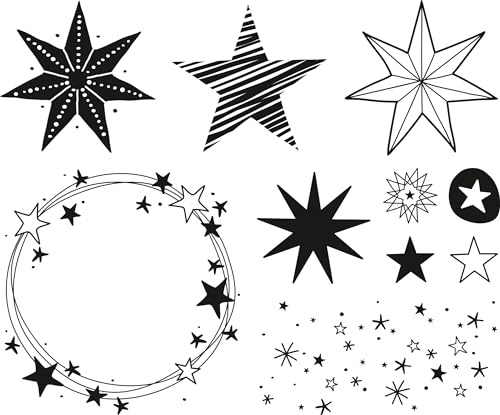 Heyda Stempel-Set aus Holz und Kunststoff für Weihnachten ideal für Grußkarten Einladungen Scrapbooking Geschenkverpackungen und mehr Motivstempel Reinigung mit Stempelreiniger empfohlen Sterne