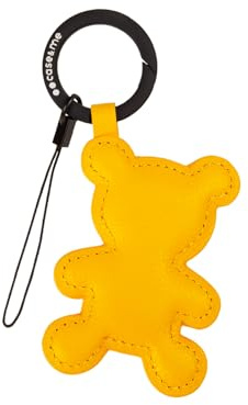 case&me Charm-Anhänger, Bär, Schlüsselanhänger, für Smartphone, Lederoptik, mit Umhängeband, Gelb