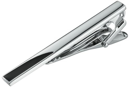 Dsnyu Krawattennadel Edelstahl, Tie Clip Small Silber Rechteck Hemd Anzug Herren Schmuck für Geburtstag Hochzeit