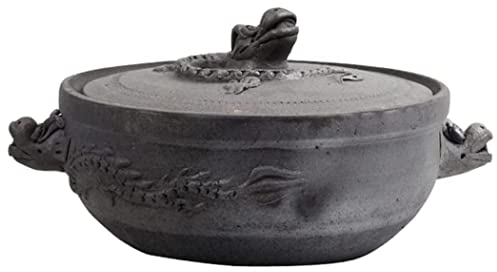 Cazuela con Tapa, cazuela de Barro de Barro, cazuela de Barro Antigua, Olla para Sopa, hogar, Arena sin esmaltar, Olla para estofado Grueso, 1,5 L (tamaño: 1,5 L)