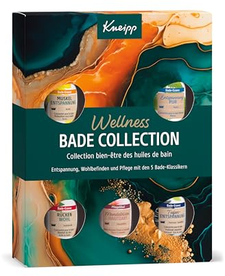 Kneipp Geschenkset Wellness Bade Collection - Geschenkpackung mit 5 beliebten Badeölen von Kneipp - Für einen Moment voller Entspannung und Wohlbefinden - 5 x 20ml - Testgrößen zum Kennenlernen