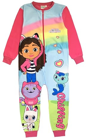 Gabby's Dollhouse Girls Onesie, Sleepsuit, All in One Pyjamas, Pink, Age 7-8 Years