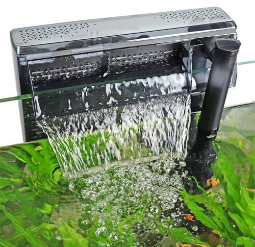 hygger Filtres HOB pour aquarium à suspendre - Débit d'eau réglable de 8 W - Filtre externe pour aquarium de 125 l/h - Pour aquarium de 125 à 200 litres