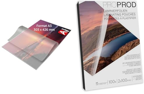 Albyco - Laminierfolien A3 Qualität 160 Mikron (2x80 Mikron) & ProProd Premium Laminierfolien, 100 Stück, A4, 2 x 100 Mikrometer (200mic), hochglanz, Die Verpackung kann variieren