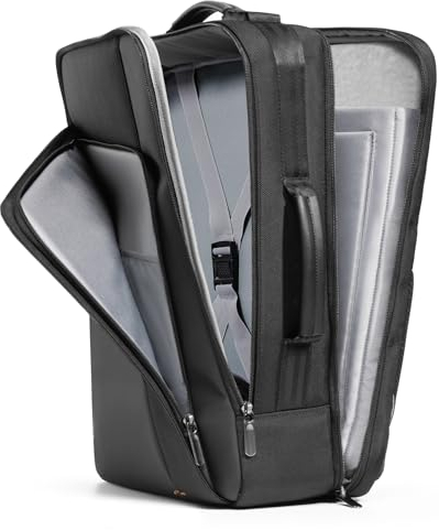 Inateck Laptop Rucksack 15,6-16 Zoll Herren, Multifunktionaler Business-Reiserucksack mit Abnehmbarem Schultergurt und 2 Griffen für Geschäftsreise/Stadtverkehr, Schwarz