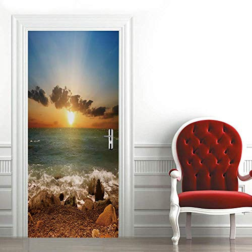 Trompe l'oeil Adesivi per Porte Carta Parati Porta Sticker Murale Poster Adesivi per Porte Interne Autoadesiva Impermeabile Fotomurali Wallpaper Decorazione da Parete 80x210 cm Paesaggio Naturale