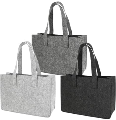 Bada Bing 3er Set Filztasche Einkaufstasche mit Henkel - Tasche aus Filz in DIN A4 quer in 3 grau Farben - universell nutzbar zum Aufbewahren & Einkaufen - Filzkorb mit Griff als Shopper Organizer