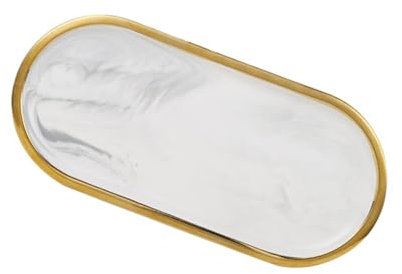 SOIMISS Plateau à Bijoux Décoratif Marbre Nordique Céramique Ovale Petit Format Service Dessert Cosmétique Organisateur Rangement pour Maison Hôtel