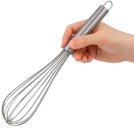 CHEFZOCO Batidor manual, Varillas de batir, Batidor de alambre, Mezclador manual, Batidor de cocina, Batidor de huevos, Apto para Mezclar, Revolver la Masa, Huevos, Longitud 30 cm, Acero inoxidable