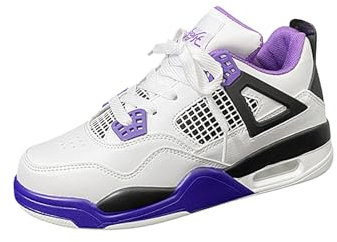 Gakricrey Herren Damen Air 4 Retro Sneaker Schuhe Basketballschuhe Retro Schuhe Skateboardschuhe Laufschuhe Turnschuhe Sportschuhe AY042 schwarz lila EU 41