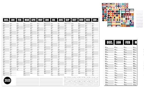Kalender 2025, Januar 2025 – Dez.2025, Wand-Countdown, Wandkalender 2025, einseitiger Urlaubskalender, Tagesplaner, Organizer für Zuhause, Schule, 74 x 50 cm