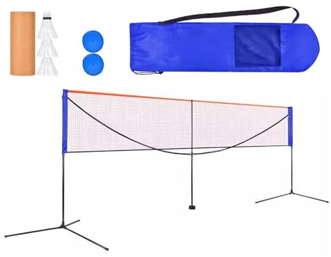 CWCQGH Badminton-Netzständer, 6 m/20 Fuß, stehendes Badminton-Netz und Ständer – einstellbare Höhe, leichte, tragbare, Faltbare Tennisball-Spielrahmenstange, inklusive Tasche