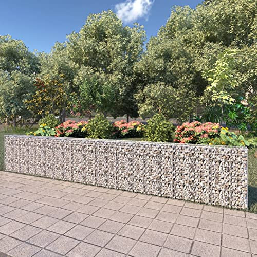 Mur de gabion en acier galvanisé avec couvercles 600 x 30 x 100 cm pour extérieur, mur de soutènement en spirale pour jardin, panier de gabion, cage en grille, pierre, panier de jardinière et élégant