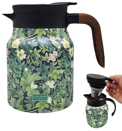 Isolierkanne 1000ml Edelstahl Isolierte Thermokanne Mit Teesieb, Thermo Kaffeekanne Teekanne Mit Vintage Blumenmuster, Kaffee Warmhaltekanne Tee Isolierkaraffe Für Kaffee, Tee, Getränke
