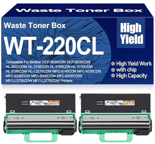 Caja de tóner Residual WT-220CL Compatible Contenedor de residuos WT-223CL para Brother MFC-9140CDN MFC-9150CDN MFC-9330CDW MFC-9340CDW MFC-9350CDWI MFC-L3750CDW,WT 220CL Black-2PC