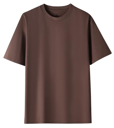 T-shirt pour homme en coton à manches courtes - Couleur unie - T-shirt d'été décontracté - Col rond - T-shirt de sport ample - Pour la gym, le fitness, le sport - T-shirt fonctionnel - Pour