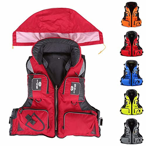 SMTSEC Schwimmweste Erwachsene Feststoff Auftriebsweste Rettungsweste Kajak Schwimmhilfe Sicherheitsjacke Kajakweste Für Stand Up Paddling Board Bootfahren Wassersport Schnorchelweste,Red-XXL