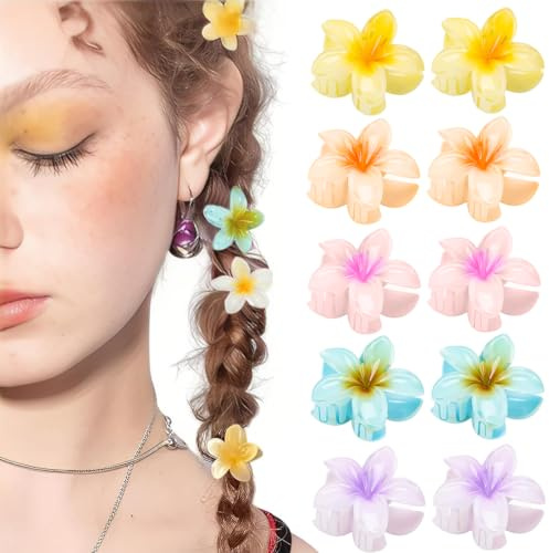 NJCXOLA 10 Stück Mittlere Größe Haarklammer Blume, Haarspangen Damen, Niedliche Blumenförmige für Frauen Mädchen Haarstyling Zubehör, Flower Hair Clip für Dickes Haar