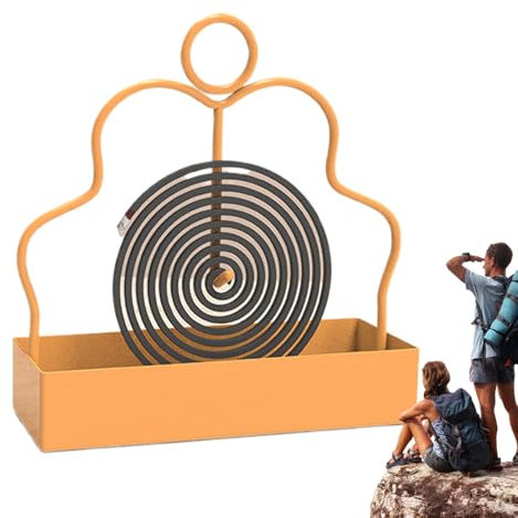 Brûle-Encens en Métallique | Plateau en Bobine Métallique avec Récupérateur de Cendres | Support avec Récupérateur de Cendres Ignifuge, Poignée et Design Décoratif pour Intérieur/Extérieur