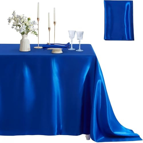 GreatRise Tovaglia in raso rettangolare, lavabile, tovaglioli da tavola, tovaglia antimacchia, biancheria da tavola in raso per matrimonio, banchetto, compleanno, festa, sala da pranzo, giardino
