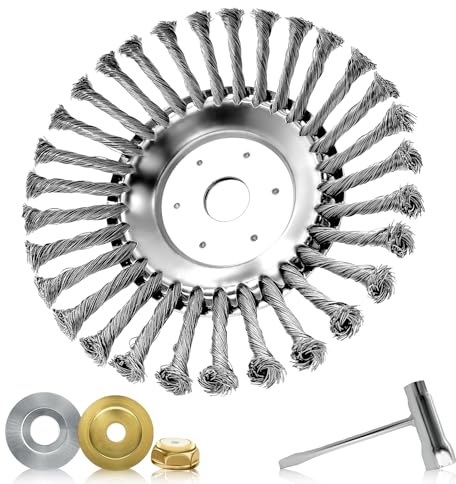 CUVZORA Cepillo metálico desbrozadora-cabezal de desbrozadora universal con alambre de acero de alta resistencia, 200 x 25,4 mm, compatibilidad amplia y rendimiento eficaz para jardines y granjas