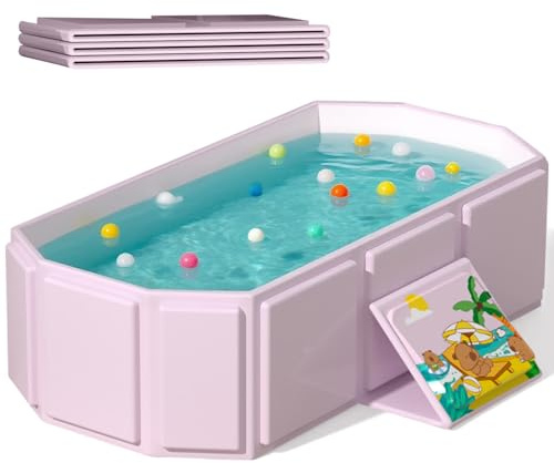 Bañera plegable portátil para bebé, 74.9L x 45.0A x 24.9Al cm, adecuada para 0-6 años, rosa/verde menta (rosa)