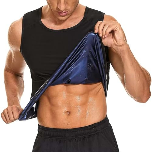 Girihe Sauna Vest Men, Sweat Vest Workout Waist Trainer Workout Suit, Heat Trapping Weight Vests Sleeveless Sauna Shirt men for Weight Loss Mens Slimming Weight Loss Body Shaper