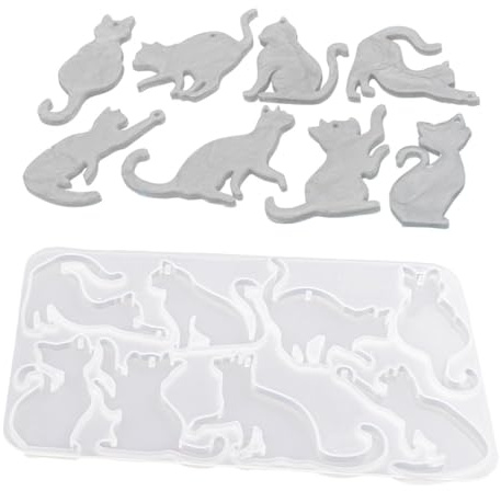 Ideen mit Herz Silikonform | Katzen 1 | für 8 Anhänger in verschiedenen Größen und Designs | für Epoxidharz, UV-Resin-Lack oder Gips | Formen gießen | lebensmittelecht