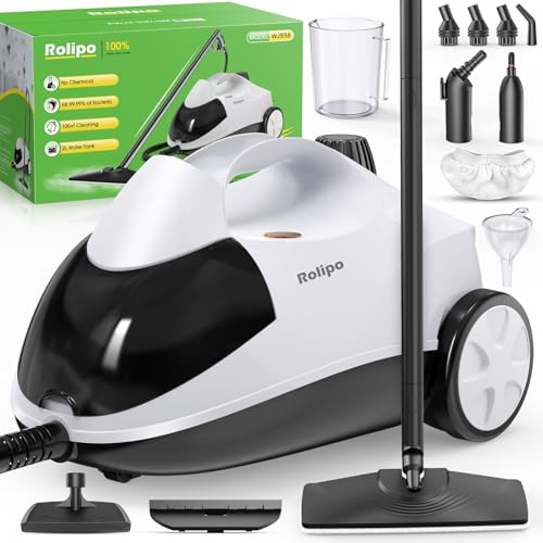 Rolipo Steam Cleaner, Steam Pressure: 4 bar, Power: 2000W, Tank: 2L, 99.9% Removes Stains, Multifunctional Steam Cleaner For Living Room, Kitchen, Bathroom, Floors & Cars, Complete Accessory Kit