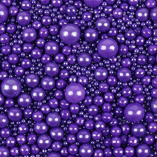 Perles comestibles en sucre Violet 130g - Décoration pour gâteaux, cupcakes, biscuits, desserts - Décors Sucre perlé argenté pour fêtes et célébrations
