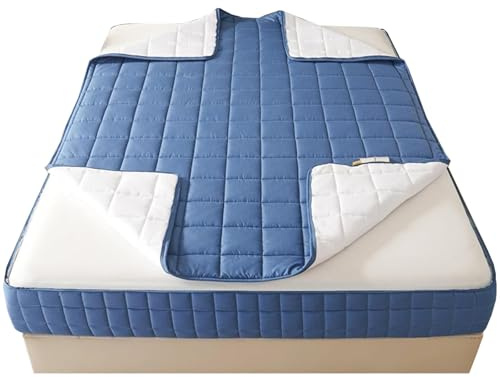 Coprimaterasso Singolo Matrimoniale Con Cerniera Copri Materasso 1 Una Piazza E Mezza,Fodera Per Materasso 120x190/160x190/120x200 Imbottito Personalizzabile Trapuntato(Blu navy,150x190x30cm)