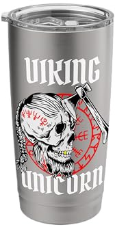 Funny Viking Unicorn Axe Skull Norse Mythology Odin Dad Men Stainless Steel Insulated Tumbler