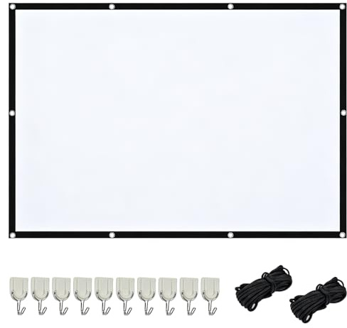 Leinwand Beamer 100 Zoll, faltensicher, verbessertes und verdicktes Design/Tragbar, 16:9-Bildformat, kompatibel mit 4K/1080P/3D/Beamer. Geeignet für das Ansehen von Fußballspielen/Filmen im Freien
