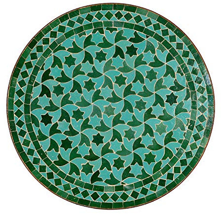Casa Moro Gartentisch Ø 60 cm – Balkontisch Terrassentisch Mosaiktisch Fliesentisch | Tisch Wohnzimmer Esstisch aus Marrakesch Marokko Grün